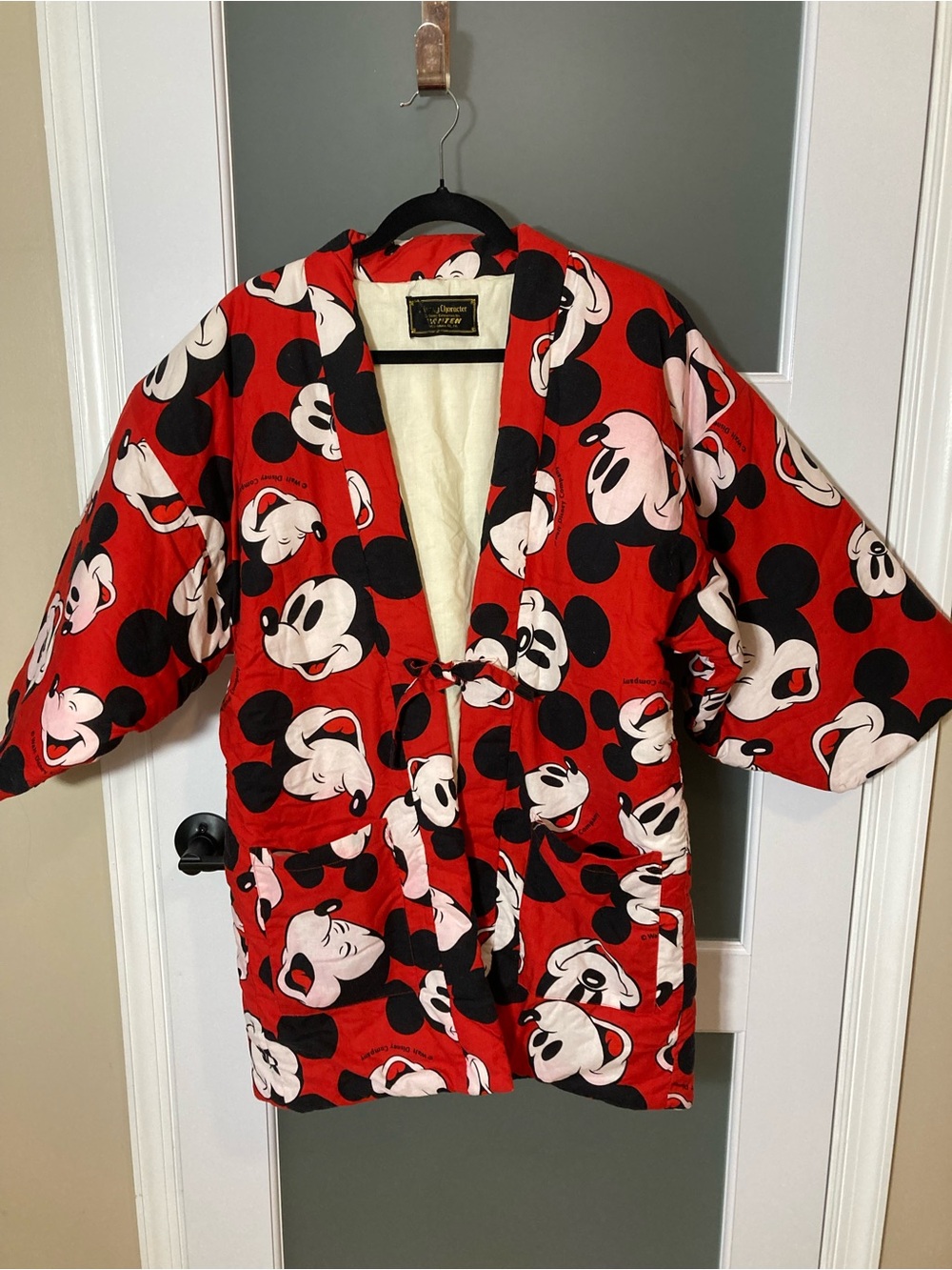 VTG 90s Disney Mickey Mouse Quilted Hanten Jacket Japanese Import Yoshimura M/L